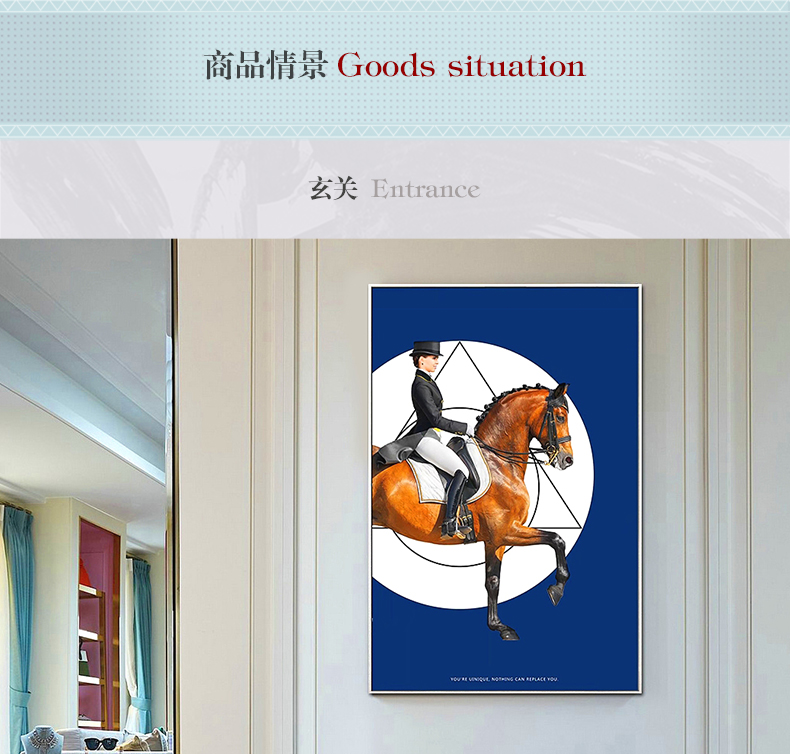 現(xiàn)代簡約客廳裝飾畫 歐式玄關走廊壁畫 法式晶瓷畫 純手繪油畫 馬背上的女子
