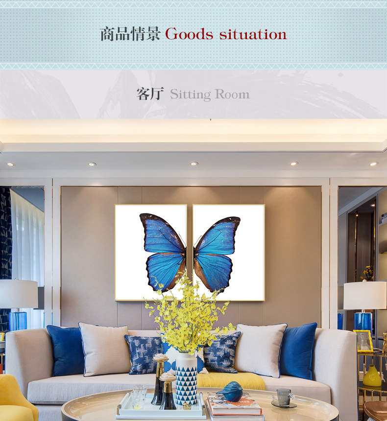 現(xiàn)代輕奢簡(jiǎn)歐動(dòng)物裝飾畫 餐廳蝴蝶標(biāo)本鋁合金框晶瓷畫 純手繪油畫 蝶舞