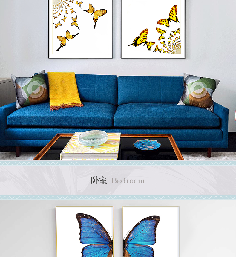 現(xiàn)代輕奢簡(jiǎn)歐動(dòng)物裝飾畫 餐廳蝴蝶標(biāo)本鋁合金框晶瓷畫 純手繪油畫 蝶舞
