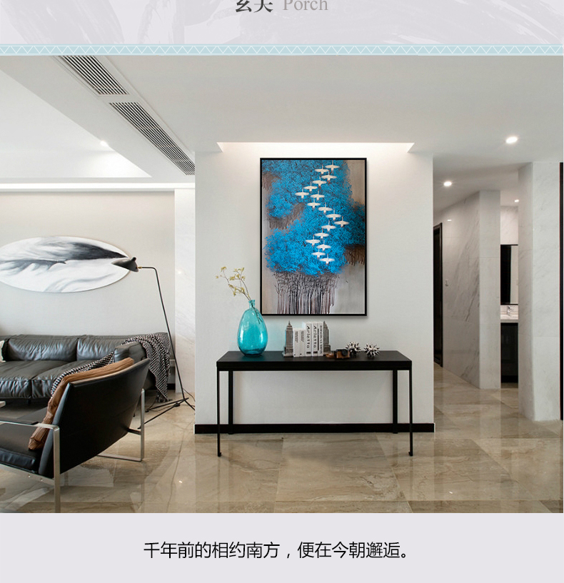 現(xiàn)代簡(jiǎn)約抽象畫 客廳掛畫臥室藝術(shù)裝飾畫 手繪油畫  白雁過林