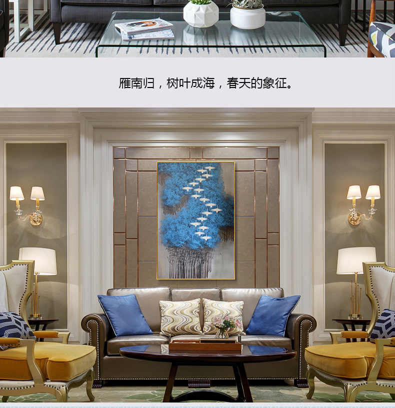 現(xiàn)代簡(jiǎn)約抽象畫 客廳掛畫臥室藝術(shù)裝飾畫 手繪油畫  白雁過林