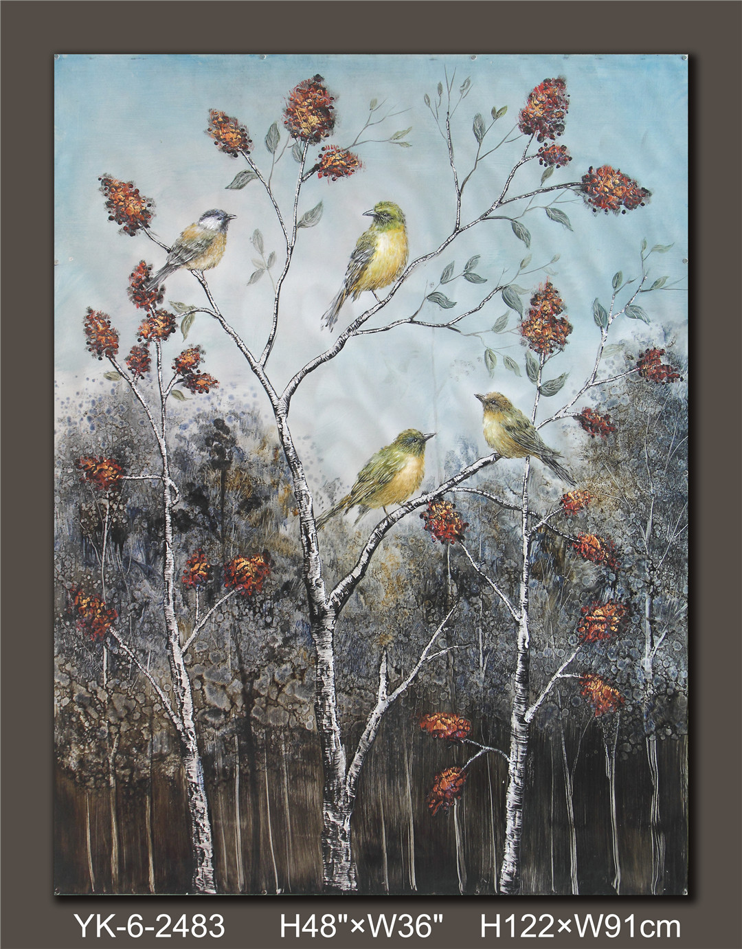 網紅咖啡廳火鍋服裝餐飲飯店鋪房間墻壁墻面裝飾復古工業(yè)風鐵藝畫 花草樹木系列2