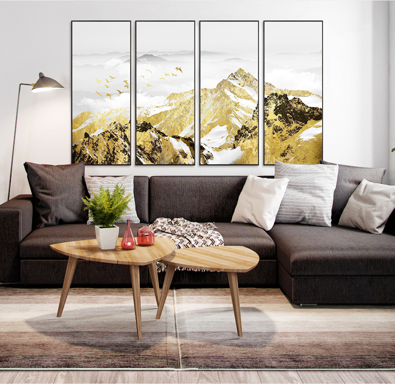 輕奢現(xiàn)代簡(jiǎn)約客廳裝飾畫(huà) 沙發(fā)背景墻組合掛畫(huà) 四組合 微噴繪高清打印 山巔云海