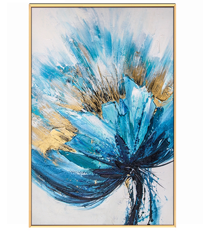 現代簡約客廳裝飾畫 臥室原創(chuàng)手繪畫 走廊過道環(huán)保PS框掛畫 藍花