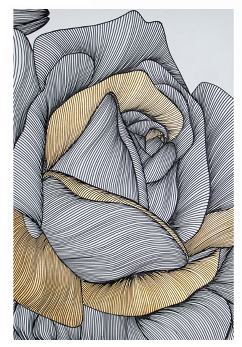 新中式客廳裝飾畫 餐廳原創(chuàng)純手繪線條畫 玄關環(huán)保PS框掛畫 花朵